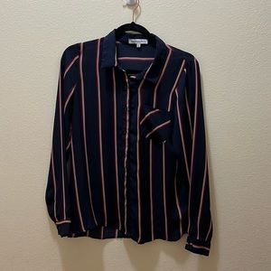 Chiffon Stripe Button Up